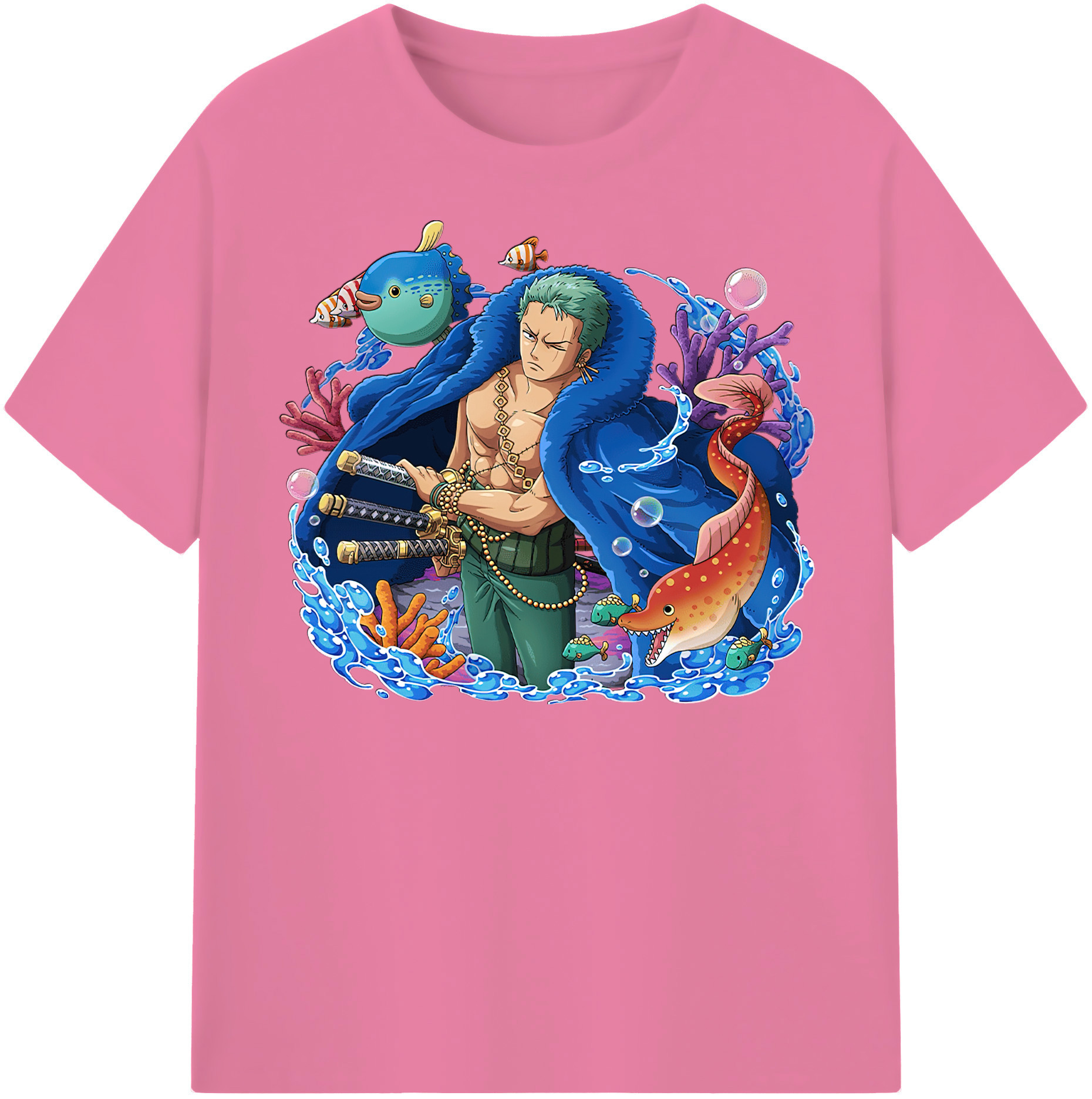 ワンピース ロロノア・ゾロ ONE PIECE Roronoa Zoro 綿100％半袖Tシャツ（フロントプリント）